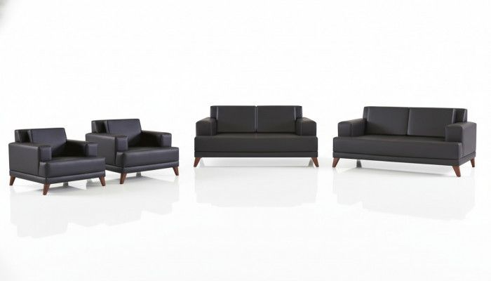Zitmeubelset 2-zits fauteuil zwart lederen sofa’s modern bankstel stoffering