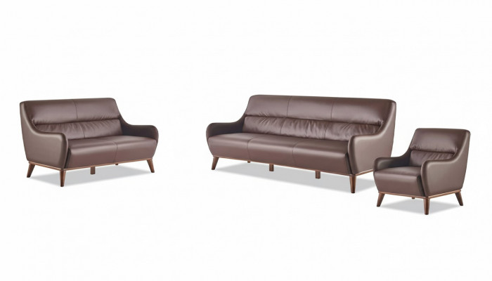 Compleet bankstel 3-zits 2-zits fauteuil bruin klassiek bankstel leer.