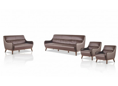Sofagarnituren Klassiek 3-zits 2-zits Fauteuil Leren Bank Sofa-Set