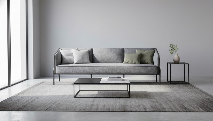Lederen bank 3-zits grijs bank modern driezits textiel roestvrij staal leer