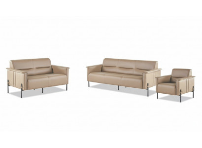 Zitmeubel Beige Bankstel Set 3-zits 2-zits Fauteuil Leer Modern