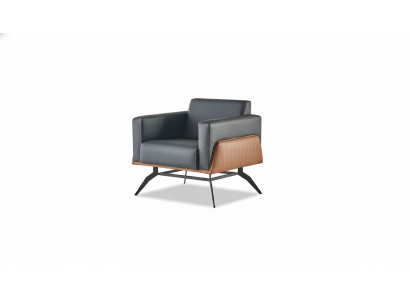 Leunstoel Fauteuil 1-Zitter Zitmeubel Modern Leer Roestvrij Staal Hout Tweezits