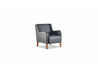 Leunstoel Zwart Fauteuil Leder Hout Modern 1-Zitter Zacht Zitmeubilair