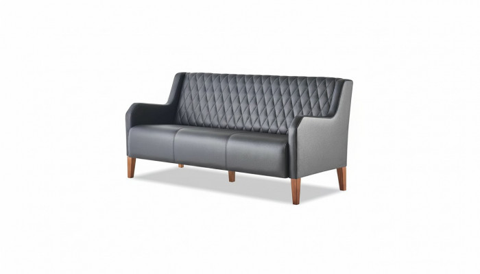 Lederen sofa 3-zits zwart zitmeubel modern leer hout driezits