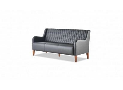 Lederen sofa 3-zits zwart zitmeubel modern leer hout driezits