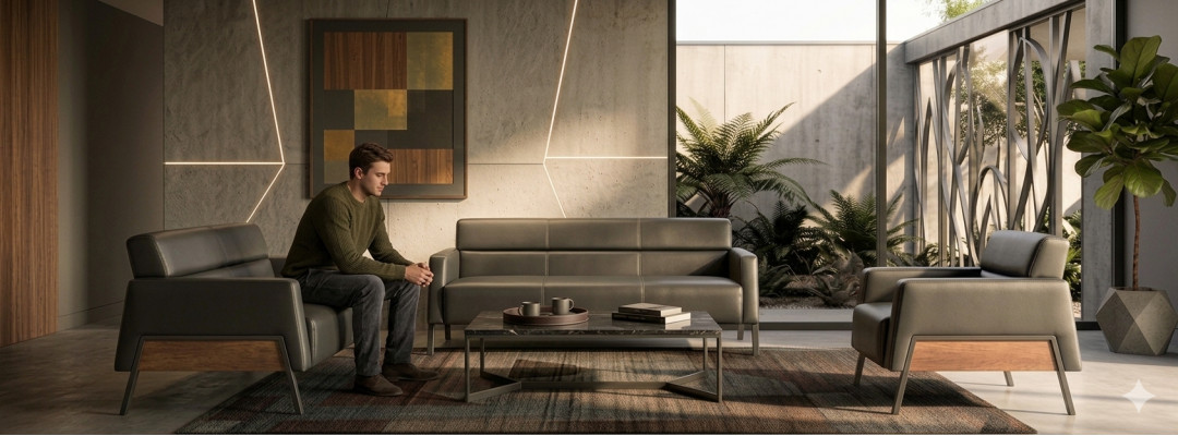 Lederen bankstel zwart leer modern 3-zits 2-zits fauteuil zitmeubilair