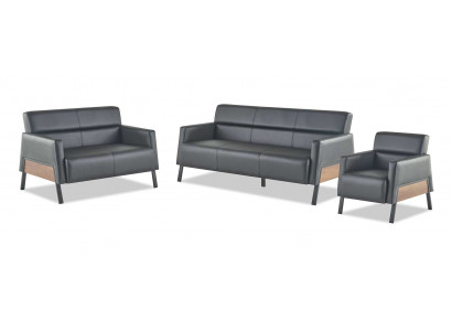 Lederen bankstel zwart leer modern 3-zits 2-zits fauteuil zitmeubilair
