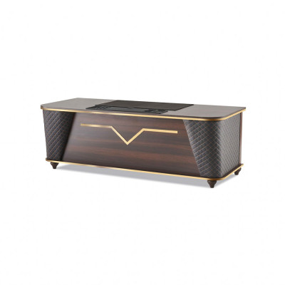 Compleet thuiskantoor-set bureautafel bureaustoel dressoir ladekast hout