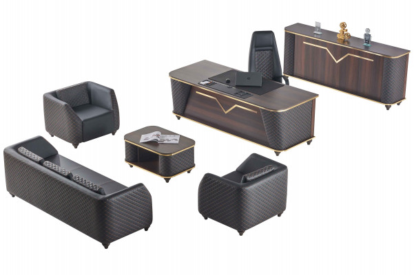 Compleet kantoor set bureau, sofa's, dressoir, kantoormeubilair.