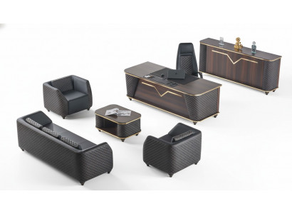 Compleet kantoor set bureau, sofa's, dressoir, kantoormeubilair.