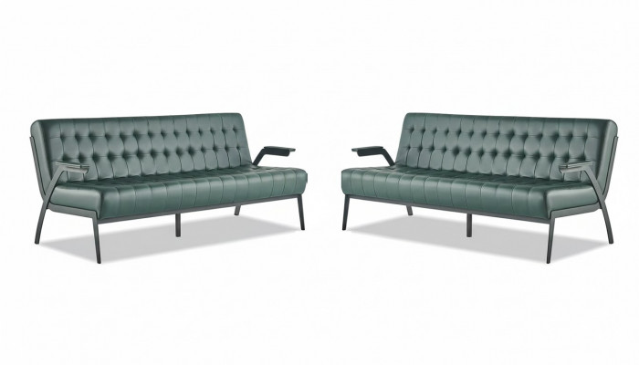Sofa's Lederen Bankstel 3-zits Groen Zitelementen Modern Chesterfield Roestvrij Staal