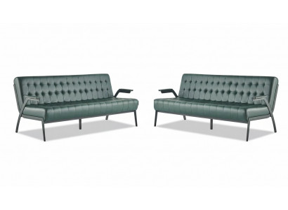 Sofa's Lederen Bankstel 3-zits Groen Zitelementen Modern Chesterfield Roestvrij Staal