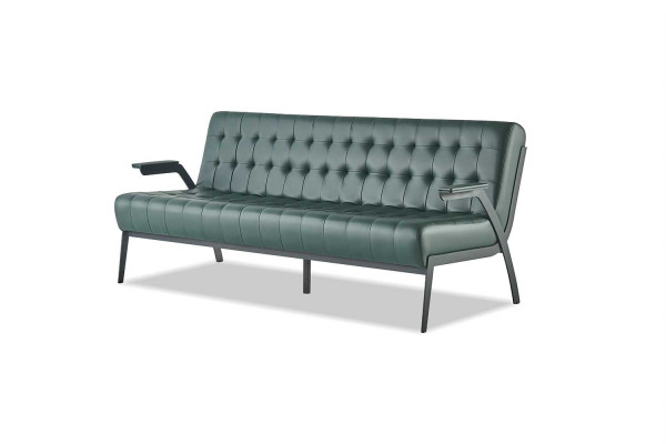 Compleet set groen 3-zits 2-zits fauteuil modern Chesterfield leer