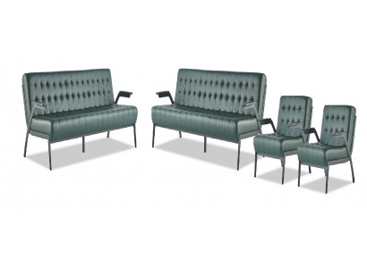 Sofagarnituur-set 3-zits stoel groen Chesterfield moderne leren sofa's