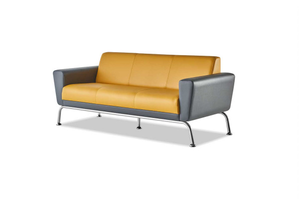 Lederen banken Geel Grijs Bankstel Sofa set 3-zits 2-zits Fauteuil