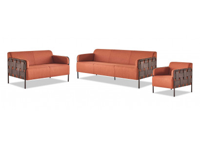 Compleet 3-zits 2-zits fauteuil sofa-set oranje sofa's bankstellen