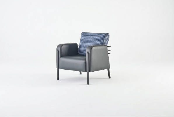 Stoel Grijs Blauw Bekleding Kussen Leer Textiel Modern Roestvrij Staal 1-Zits
