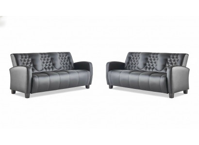 Chesterfield-bank 3-zitsbanken Sofa-set Moderne leren banken Houten knopen