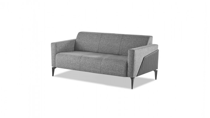 Compleet set 3-zits 2-zits fauteuil grijs leer moderne textiel bank.