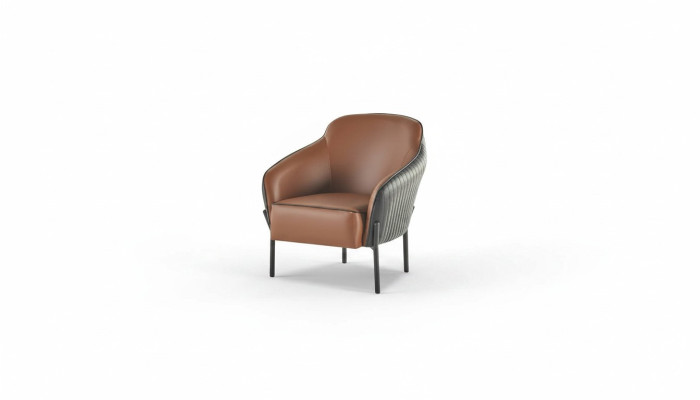 Stoel Bruin Zwart Fauteuil Modern Leer Roestvast Staal 1-Zitter Zacht