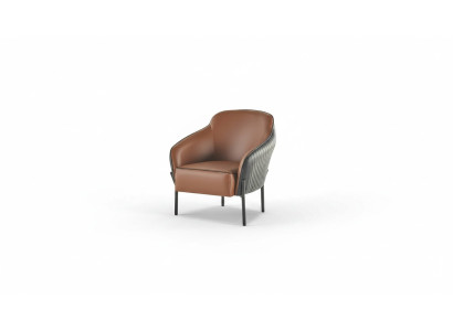 Stoel Bruin Zwart Fauteuil Modern Leer Roestvast Staal 1-Zitter Zacht