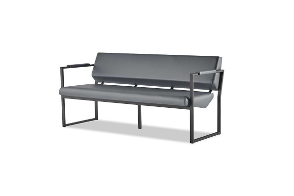 Compleet set banken 3-zits 2-zits fauteuil zwart lederen banken roestvrij staal