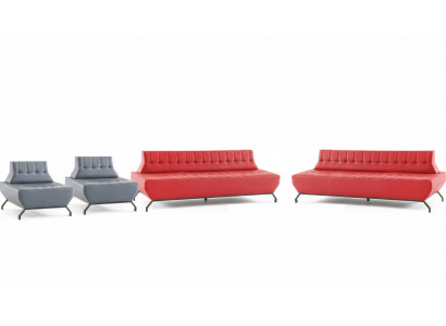Modernere bankstellen set rood 3-zitter grijze fauteuil Chesterfield Chesterfield.