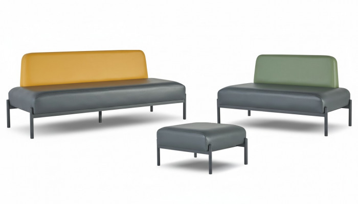 Compleet set 3-zits 2-zits fauteuil zwart geel groen art deco leer