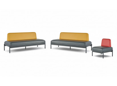 Lederen sofa's Geel Rood Art Deco Roestvrij staal 3-zits Fauteuil Zwart Lederen Set