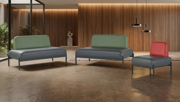 Komplett banken art deco 2-zits fauteuils zwart groen rood leren banken hout