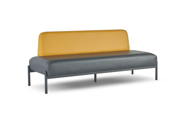 Compleet lederen sofa's 3-zits fauteuil zwart art deco roestvrij staal rood geel