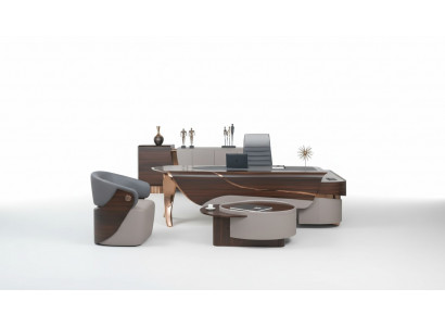 Bürotisch Büromöbel Modern Komplettbüro Schreibtisch Set 4tlg Holz Braun Büro