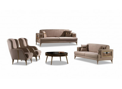 Sofagarnitur Sofa 3+1+1 Sitzer Wohnzimmer Set 3tlg Sofas Modern Beige Stil