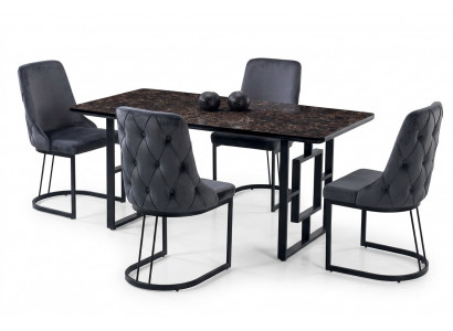 Luxus Esstisch Schwarz Esszimmer Tisch Metall Gold Tische Esstische Möbel Modern