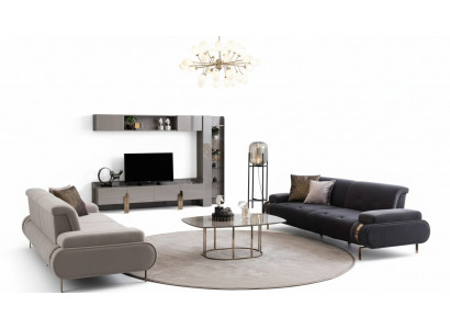 Sideboard Wandschrank Bücherregal Sofa 3 Sitzer Couchtisch Wohnwand Grau