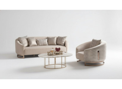 Couchgarnitur Wohnzimmer Set Sofa 3 Sitzer Sessel Couchtisch Luxus Gold