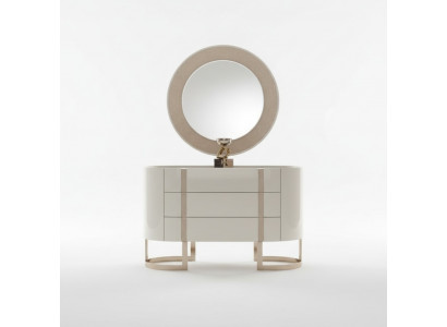 Kommode Schrank Sideboard Verspiegelt Glatt mit Spiegel Runder Edelstahl