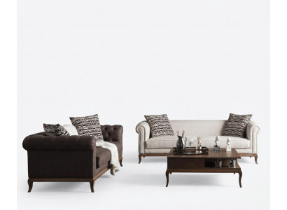 Sofagarnitur Sitzmöbel 2x Sofas 3 Sitzer Couchtisch  Wohnzimmer Set 3tlg