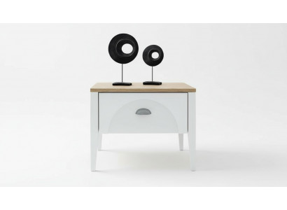 Moderner Nachttisch Holzoberfläche Stilvolles Design Weiß Schlafzimmer Möbel