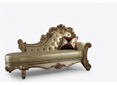 Chaiselongue linksseitig Sofa Knopfheftung Chesterfield Klassisch Gold