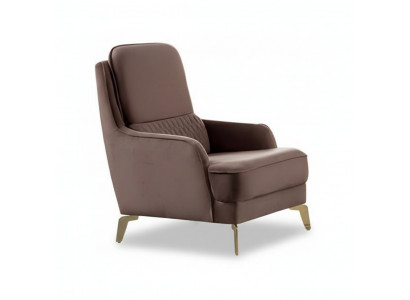 Sessel Braun Stoffbezug Goldfüße Elegant Polster Komfort Modern Wohnzimmer