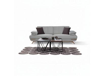 Design Sofa 3-Sitzer Grau Polster Couch Wohnzimmer Modern Holzfüße Elegant