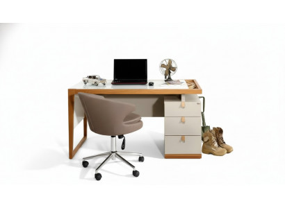 Moderner grauer Holzschreibtisch für Büro und Homeoffice