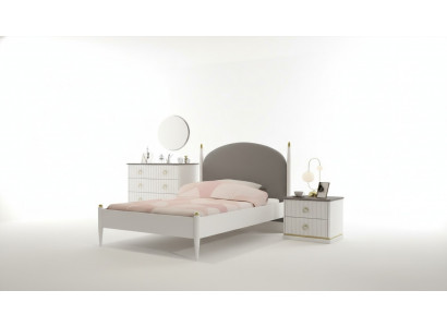 Weißes Kinderzimmer-Set aus Holz mit Bett, Schrank, Schreibtisch