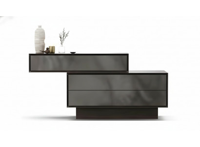 Moderne graue Holzkommode mit Stauraum für Wohnzimmer und Schlafzimmer