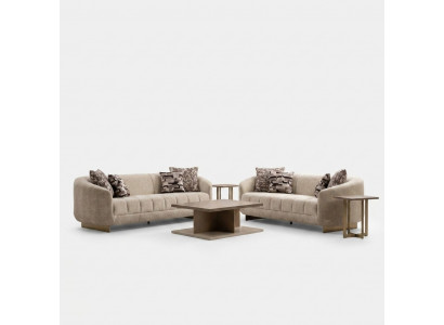 2x 3-Sitzer, Couchtisch & Beistelltische – stilvolles Set fürs Wohnzimmer