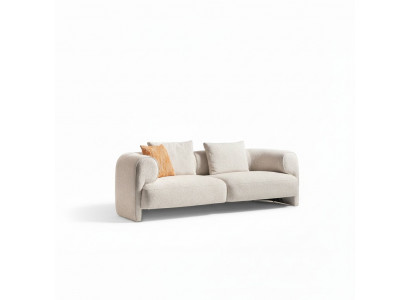 Modernes beiges Stoffsofa 3-Sitzer mit Holzrahmen