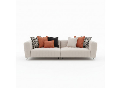 Modern beige Textilsofa 4-Sitzer mit Holzrahmen