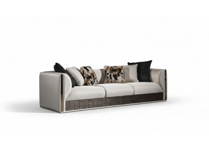 Weißes Holz-Textil 4-Sitzer Sofa im modernen Design