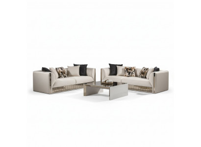 Weißes Holz 3-Sitzer-Sofa modernes Design elegante Optik